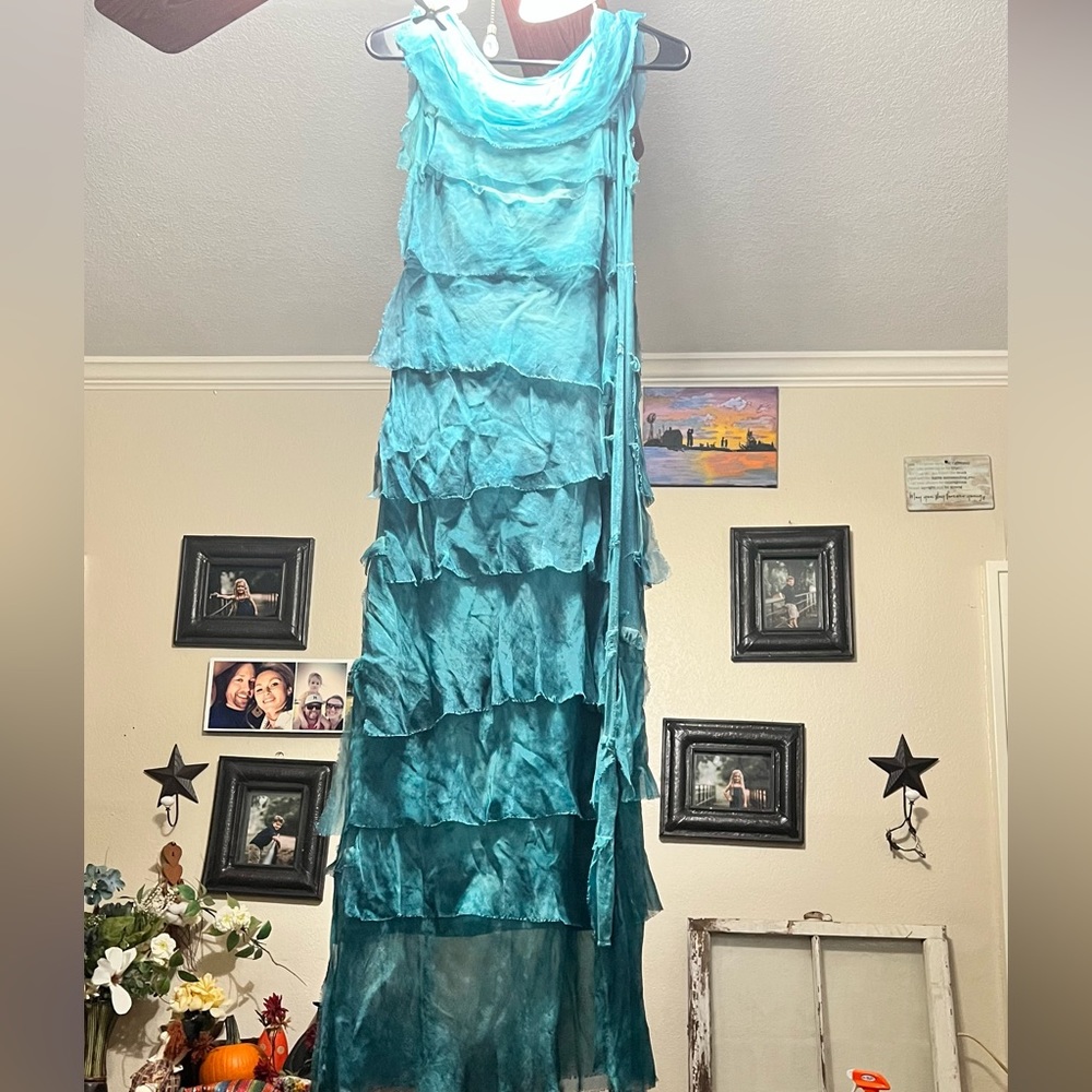 Turquoise crazy train dress